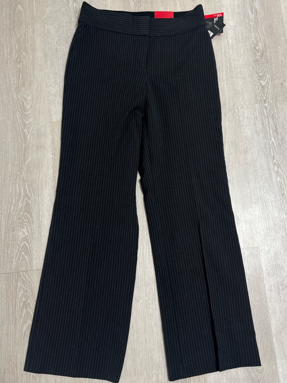 Rafaella Black Pinstripe Wide-Leg Trousers